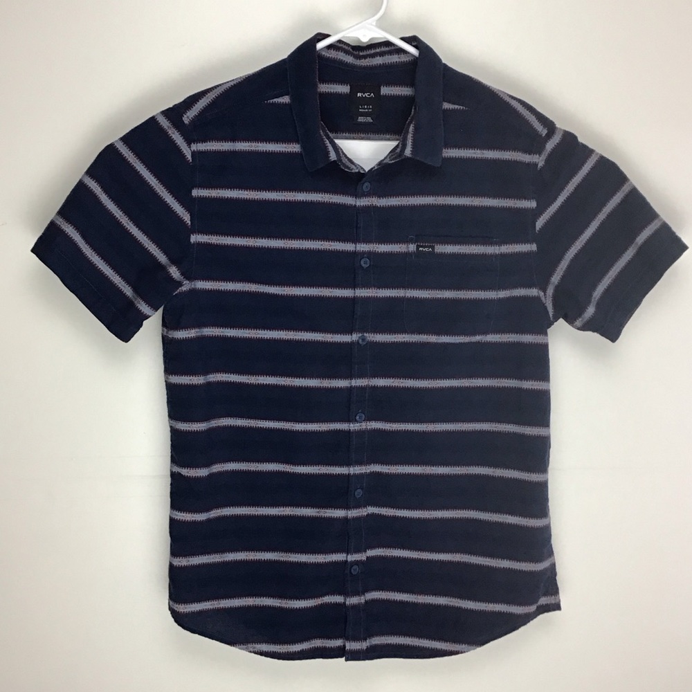 RVCA mens short sleeve button down casual shirt L